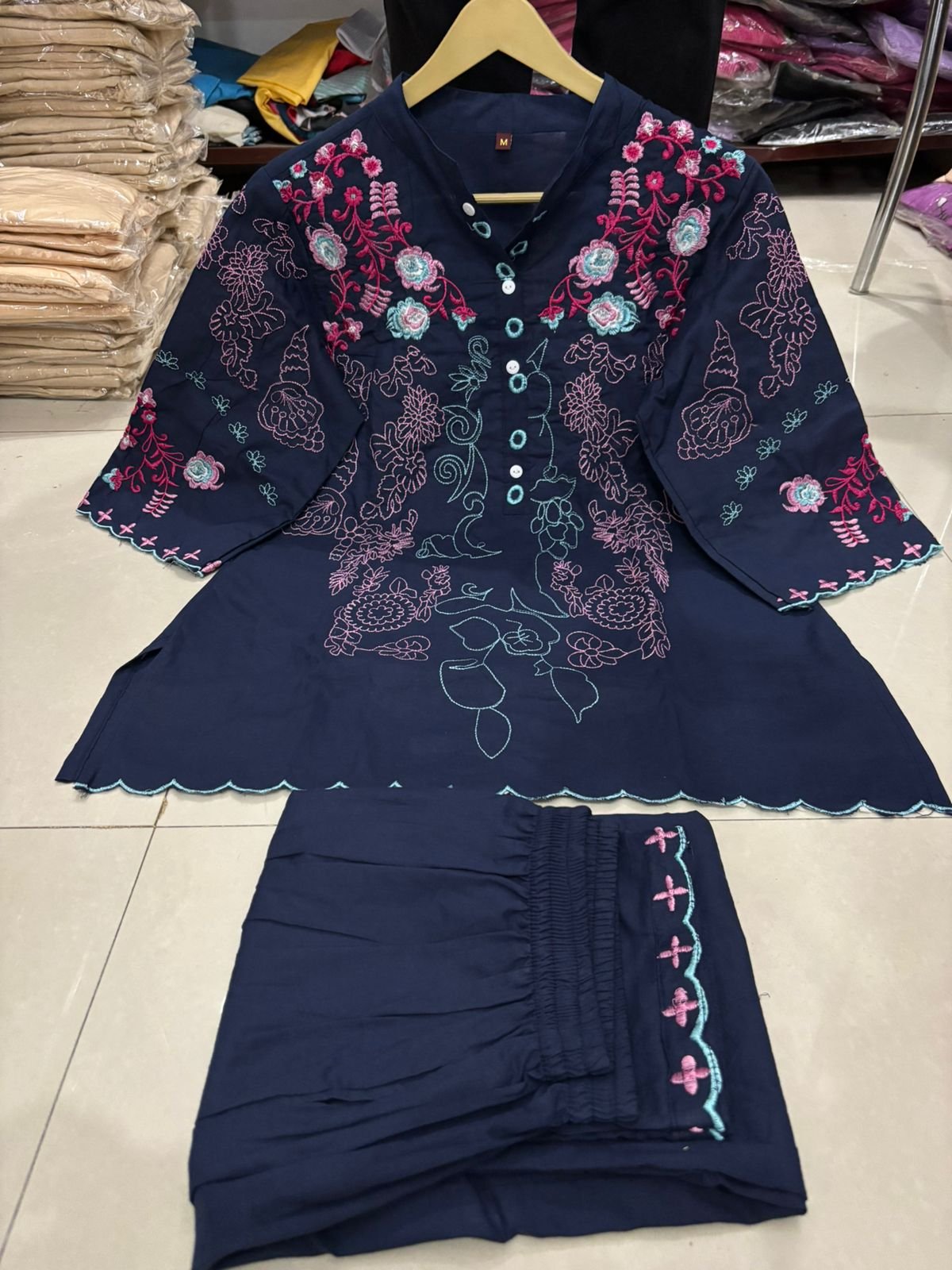 Cotton Embroidered Summer Coord Set with Pockets